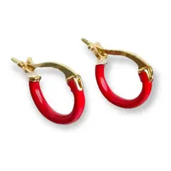 GENERICO - Argollas Huggies Chicas Enchapadas Oro 18k con Resina Colorida