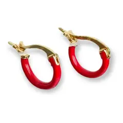 GENERICO - Argollas Huggies Chicas Enchapadas Oro 18k Resina Colorida