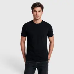 BLACK BUBBA - Polera Slub Cotton Manga Corta Negra