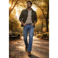 ASLAND - Pantalón Jeans Hombre Classico Recto Premium