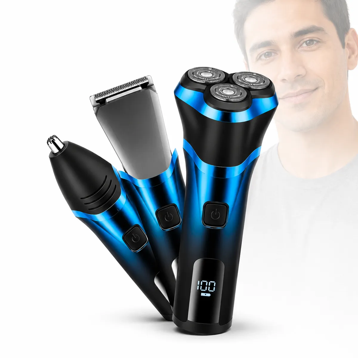 GENERICO - Depiladora hombre 3 en 1 electrica afeitadora rasuradora intima cara corporal nariz usb