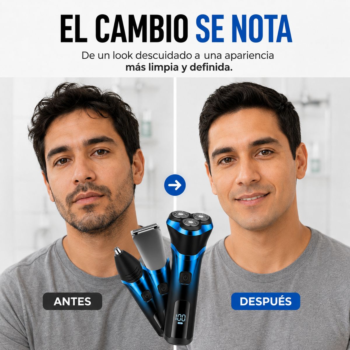 GENERICO - Depiladora hombre 3 en 1 electrica afeitadora rasuradora intima cara corporal nariz usb