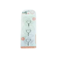 GENERICO - Set Ganchos Adhesivos Multiuso Transparentes Corazón 3 Pcs
