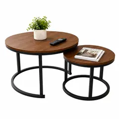 ACTUAL - Set de 2 Mesas Nido Redondas para Living y Sala de Estar Mesa Auxiliar 70 y 50 cm