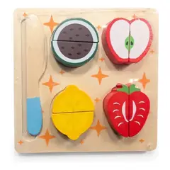 JM IMPORT - Juguete Madera Didáctico Cortar Frutas Tablero Montessori 3+