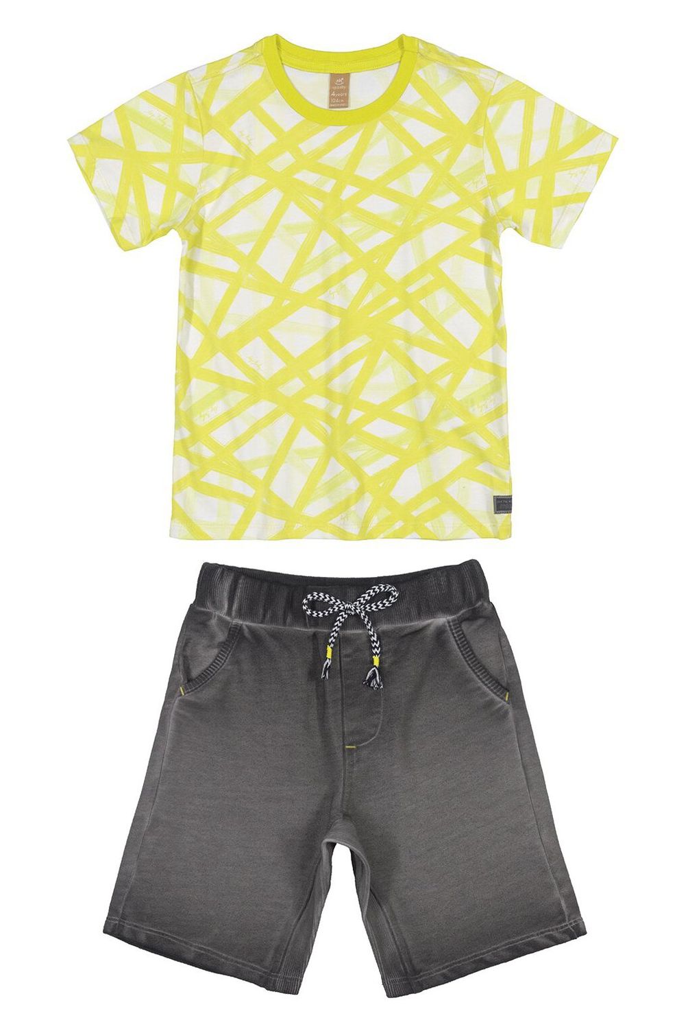 UP BABY - Conjunto Lineas Polera Y Shorts Amarillo Up Baby