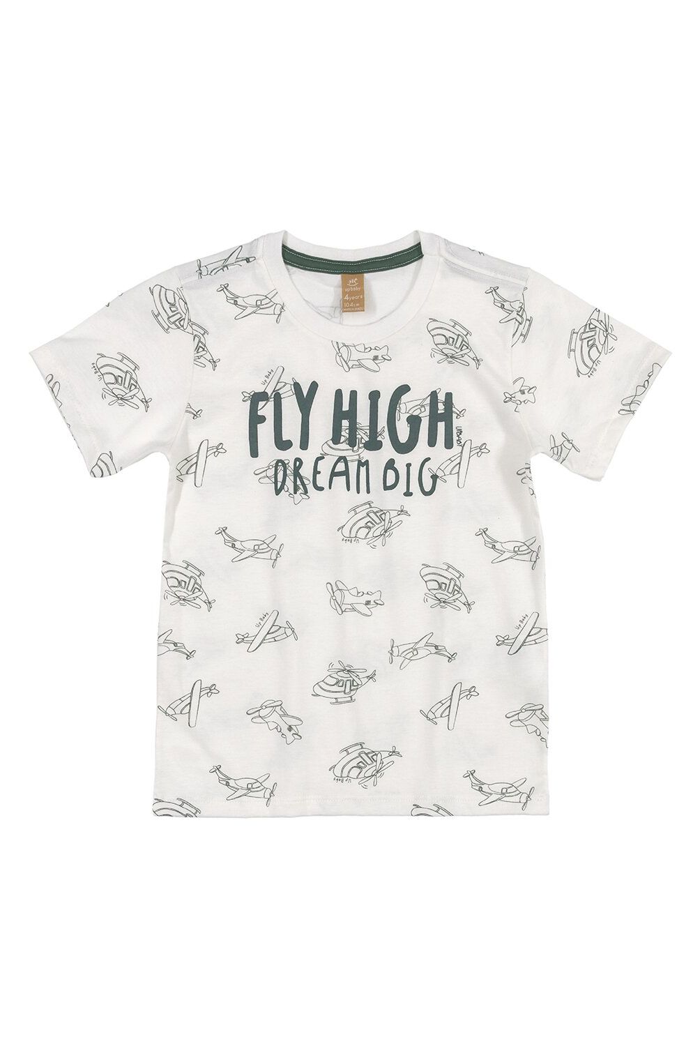 UP BABY - Conjunto Aviones Polera Y Shorts Verde Y Blanco Up