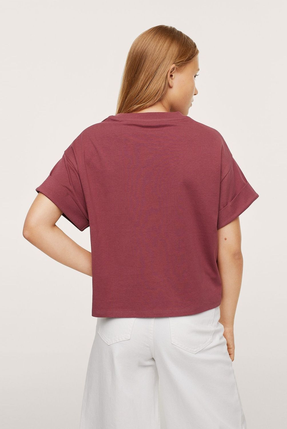 MANGO TEEN - Polera Manga Corta Mensaje Bordado Niña