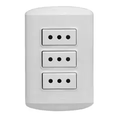 BTICINO - MODUS 3-ENCHUFES-10A-NACIONAL CON BASE Y TAPA BLANCA ARMADO