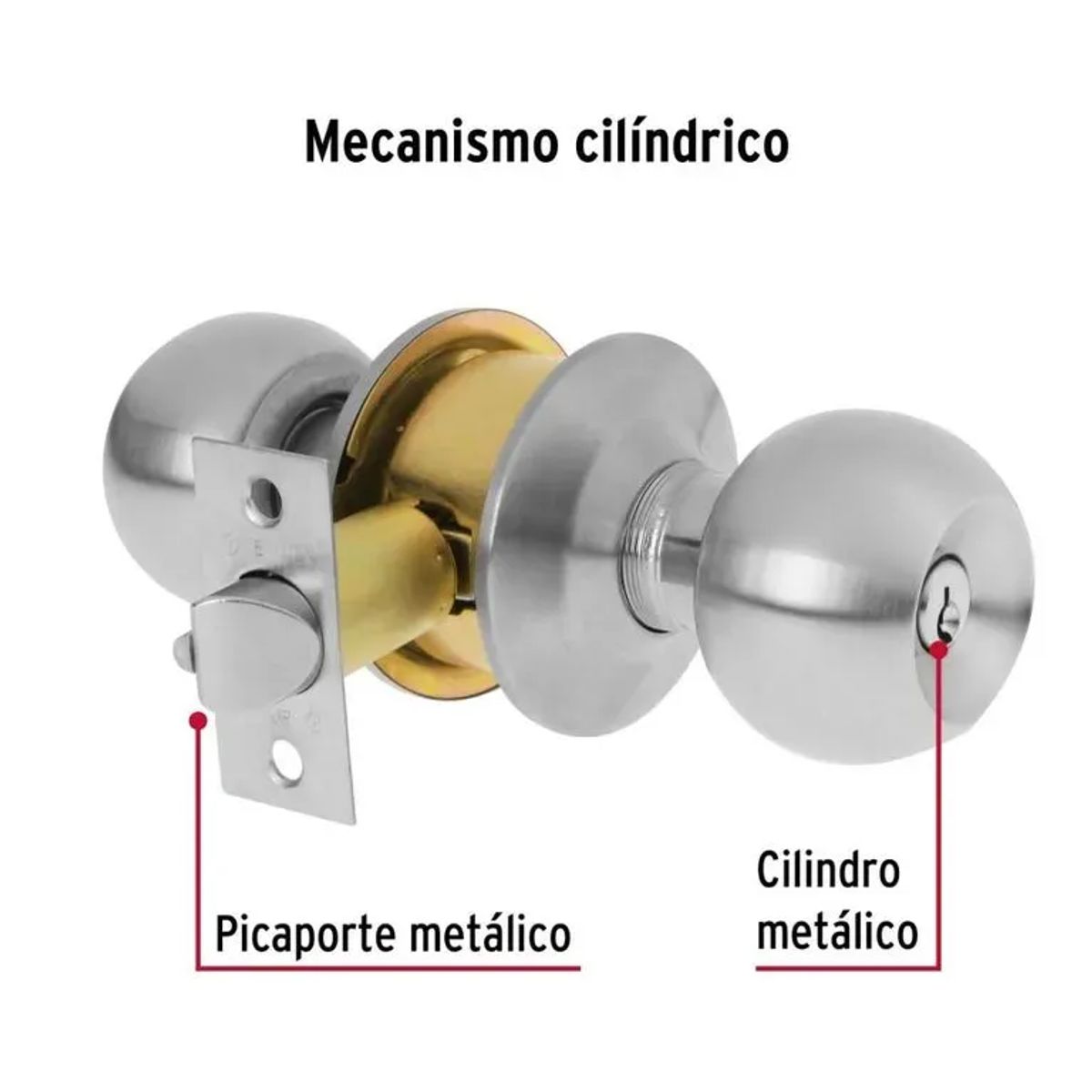 HERMES - Cerradura Chapa Cilindrica Pomo Entrada.