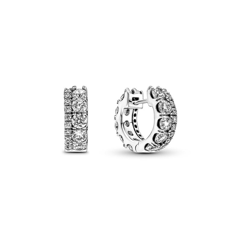 PANDORA - Aros Doble Banda En Pave Plata 925 Mujer Pandora