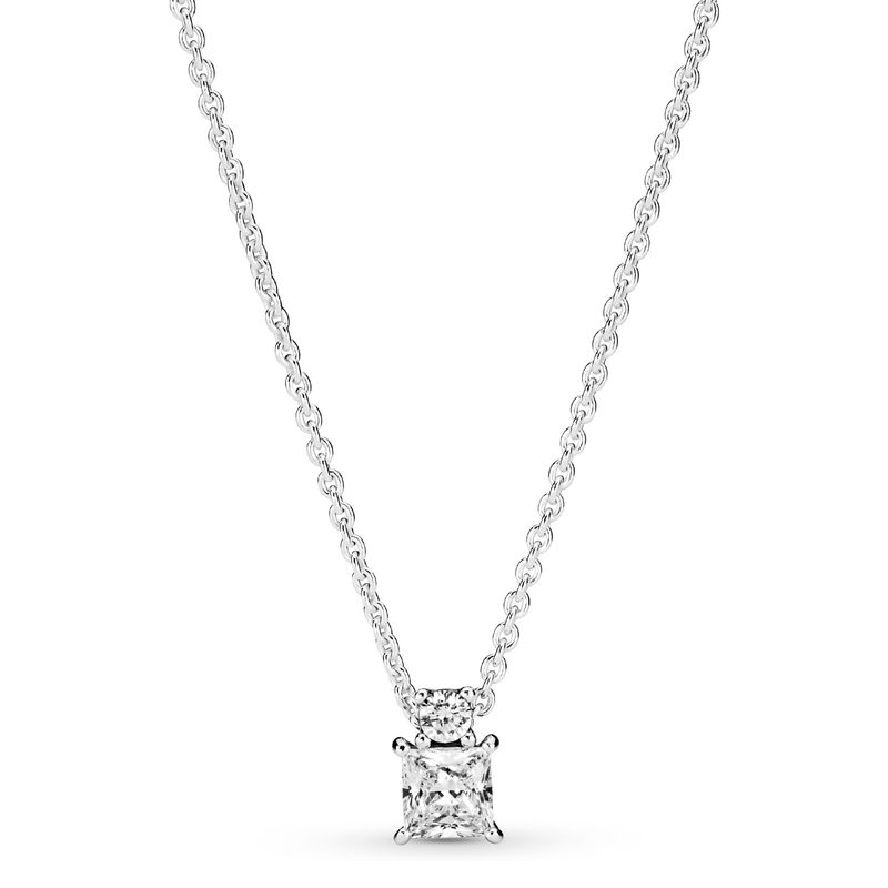 PANDORA - Collar Círculo Y Cuadrado Brillantes Mujer Pandora