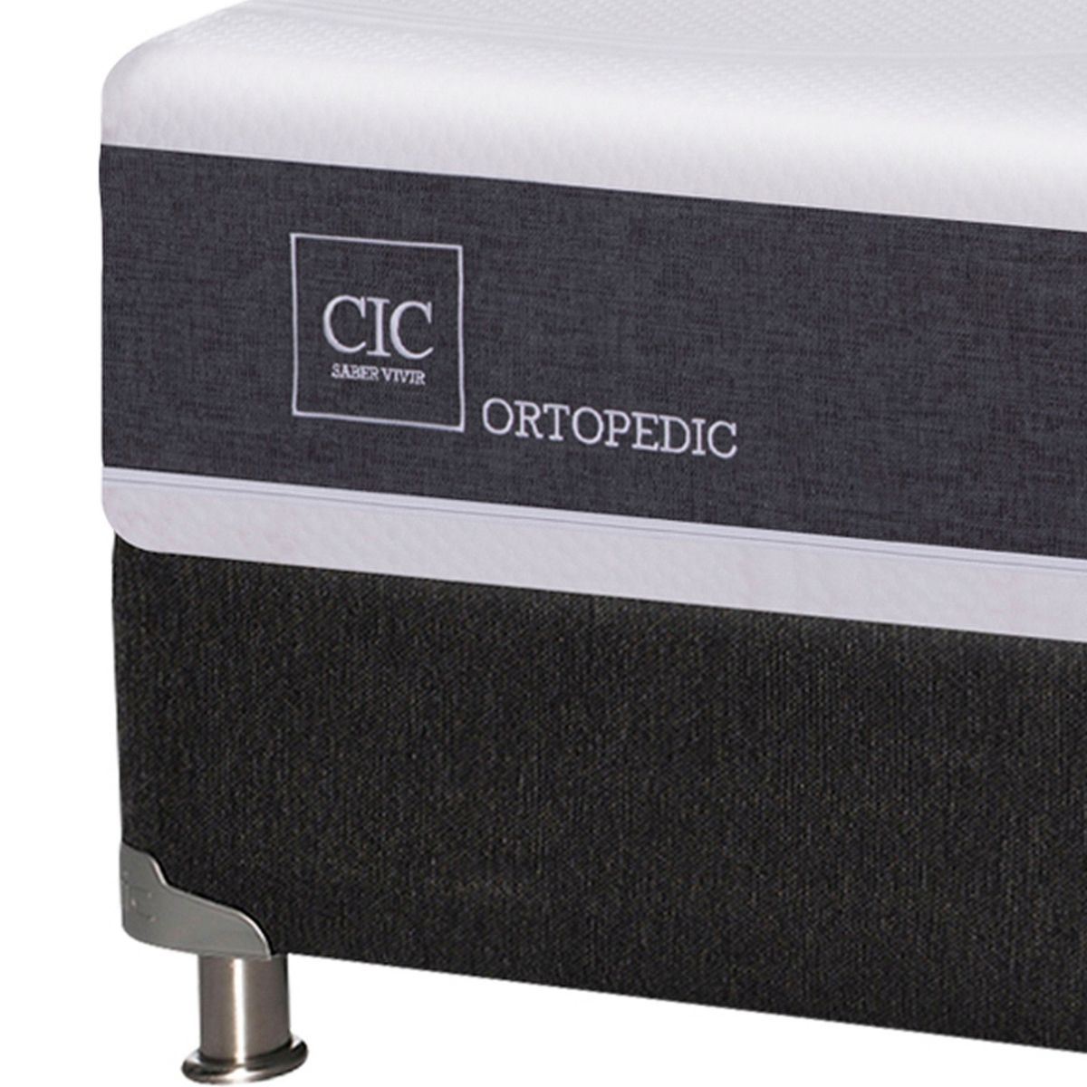 CIC - Box Spring Ortopedic B5 Black 1,5 Plazas + Almohada + Set Olmo Cic