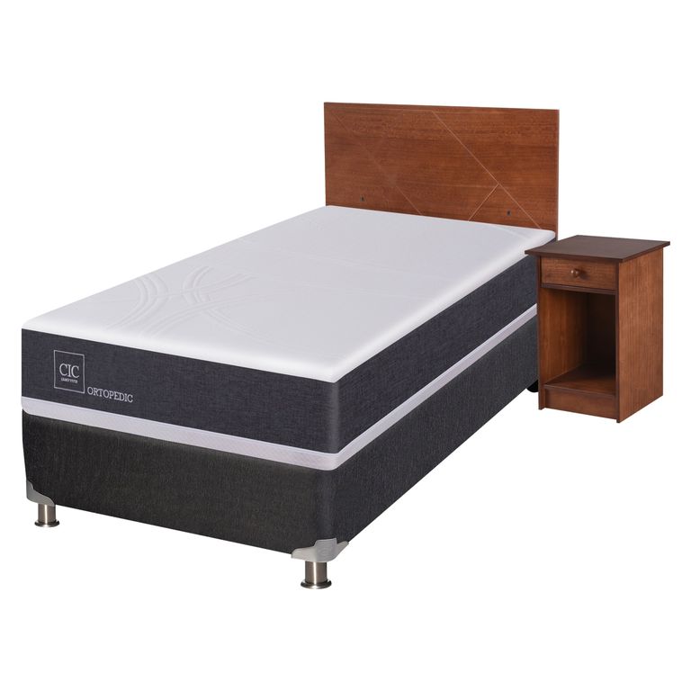 CIC Box Spring Ortopedic B5 Black 1 Plaza Set Villarrica