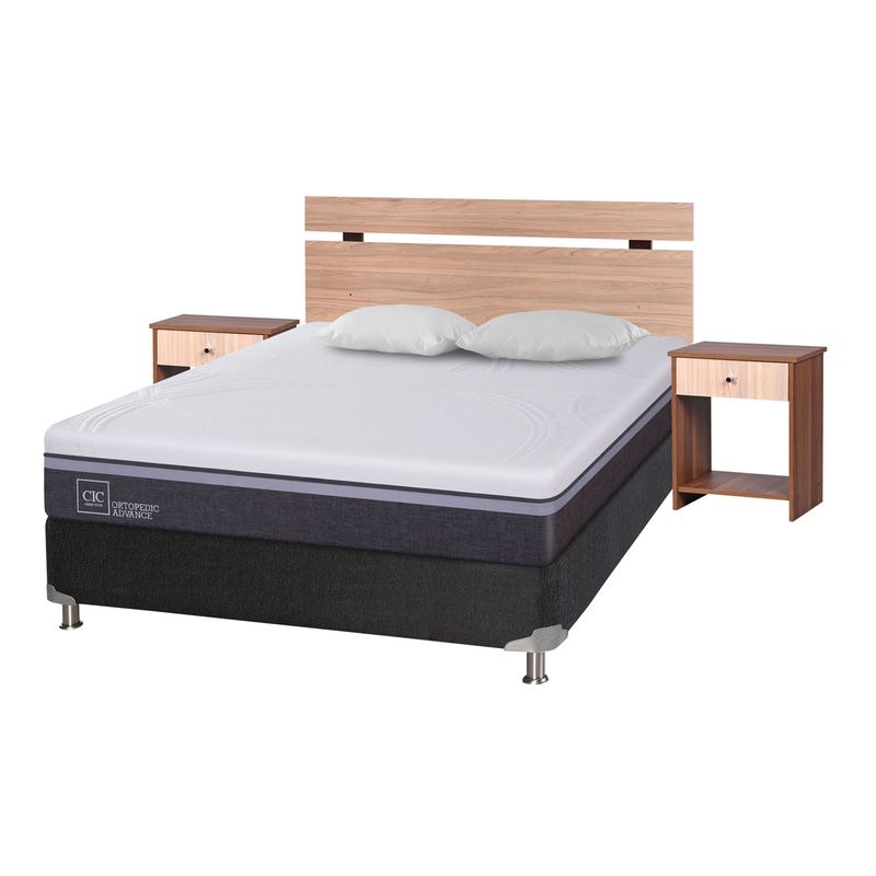 CIC - Box Spring Ort Adv B5 Blck 2 Plazas BN+Almohada + Set Olm CIC