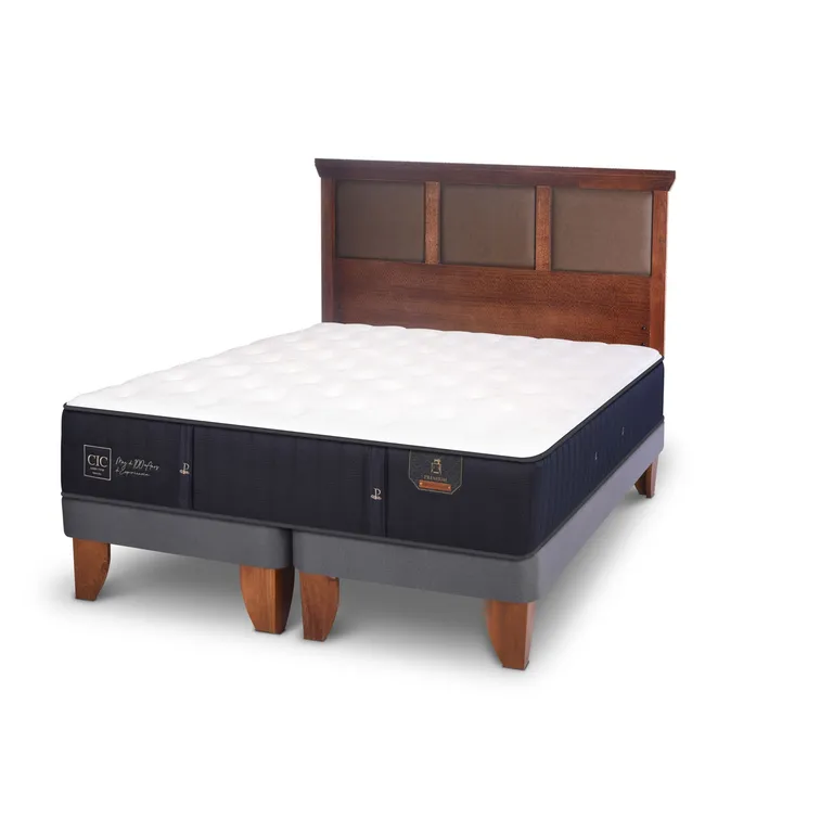 Cama Europea Premium 2 Plazas x 2.00mt Base Dividida + Respaldo