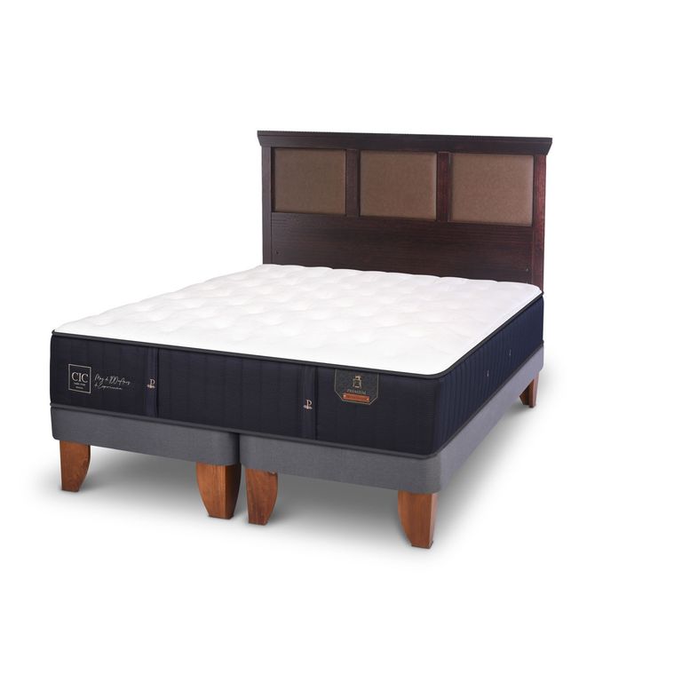 CIC Cama Europea Premium 2 Plazas x 2.00mt Base Dividida + Respaldo