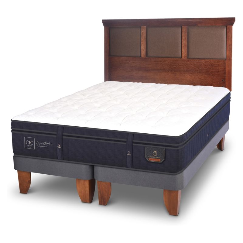 CIC - Cama Europea Super Premium 2 Plazas Bd Respaldo Torin Caram Cic