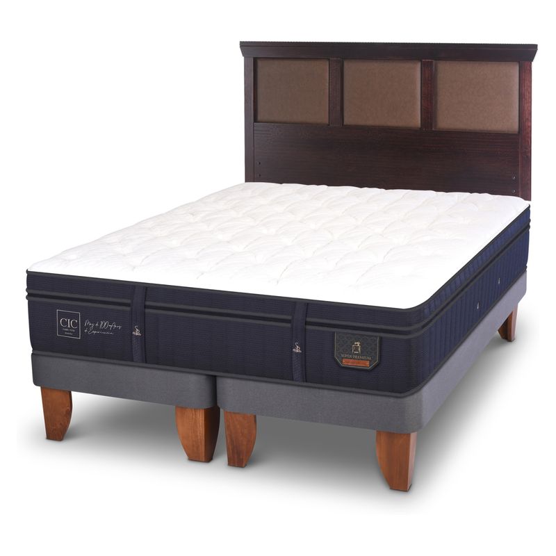 CIC - Cama Europea Super Premium 2 Plazas Bd Respaldo Torin Chocolate Cic