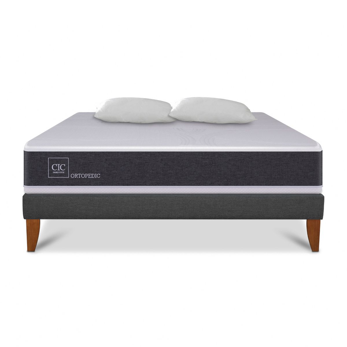 CIC - Cama Europea Box New Ortopedic  King  + Almohadas Cic