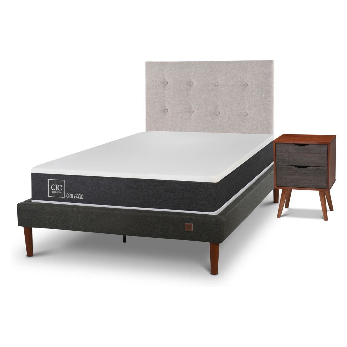 CIC - Cama Europea Curve New Ortopedic 1,5 Plazas Tigris Cic