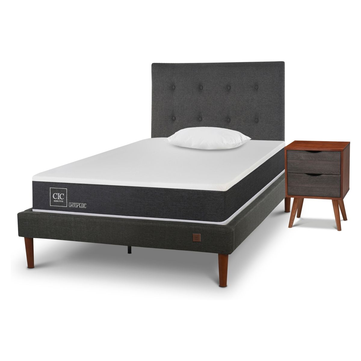 CIC - Cama Europea Curve Ortopedic 1,5 Plazas Eufrates Almohada Viscoelastica Cic