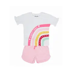 PUMUCKI - Pijama de Algodón Arcoíris Niña Short y Polera 2 Piezas