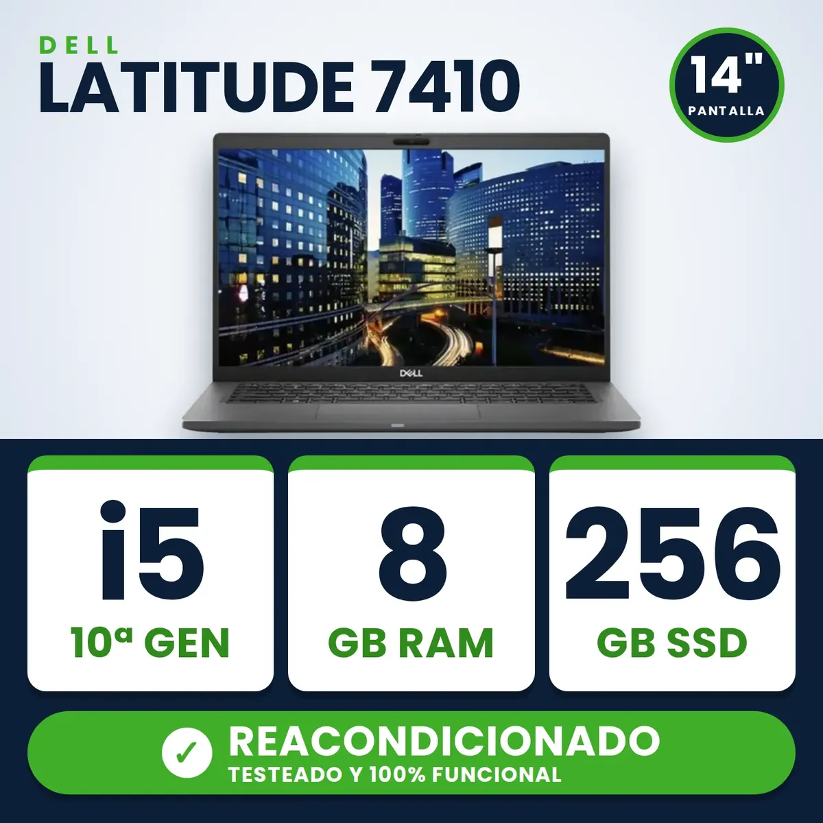 DELL - Notebook Reacondicionado Dell Latitude 7410 2 en 1 Intel Core i5 10ª Gen 8GB RAM 256GB SSD WINDOWS 11 PRO