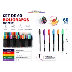 MOTARRO - 60 pcs Marcadores Multicolor 1.3*15 cm Tinta Gel Glitter Gouche Flúor Metal