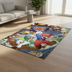 GENERICO - ALFOMBRA 3D DECORATIVA MUNDO SUPER MARIO BROS Y LUIGI 170X120 CM GBA INFANTIL