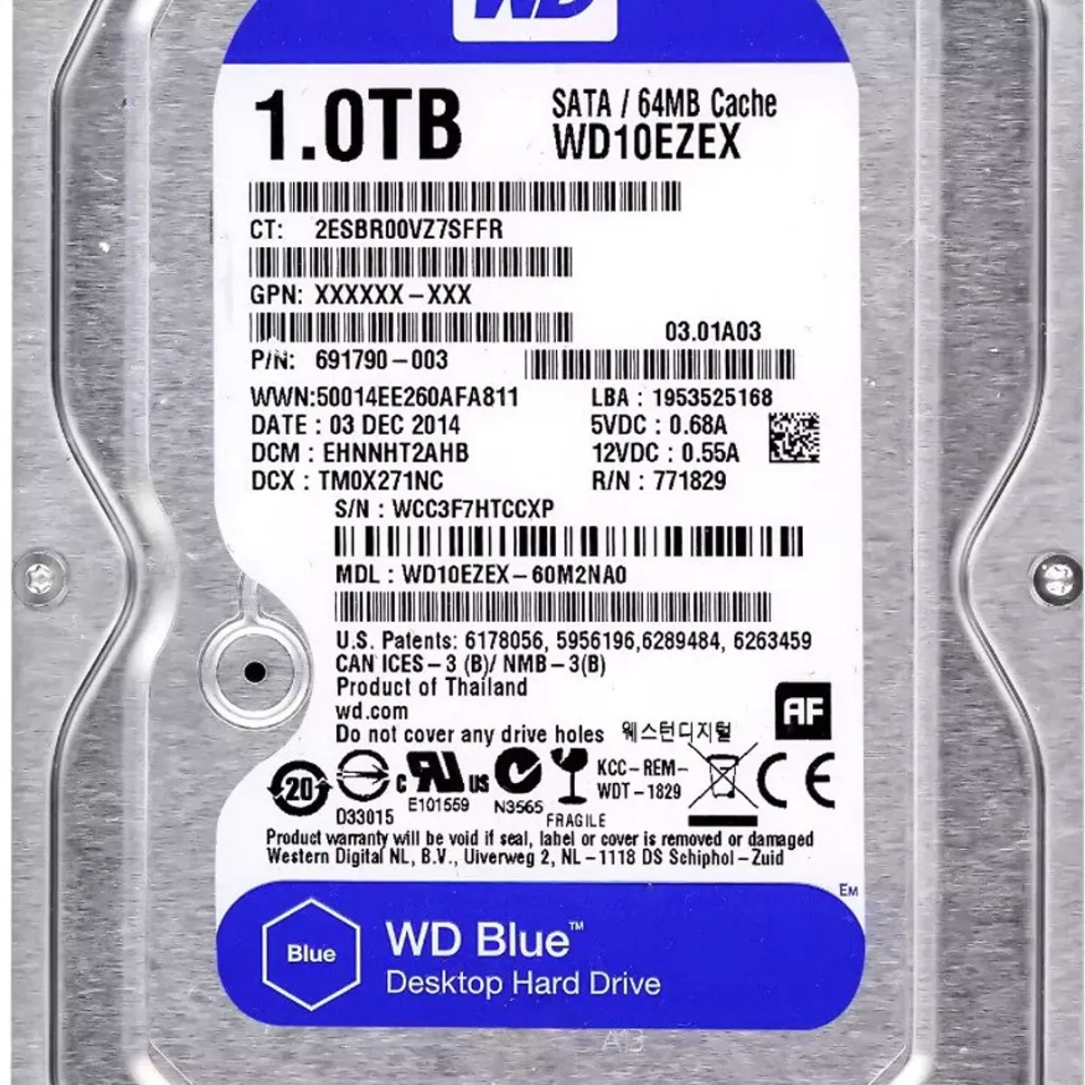 WESTER DIGITAL - Oferta Irrepetible Disco Duro  Western Digital Blue 1TB 3.5" SATA III 7200 RPM 64MB Cache