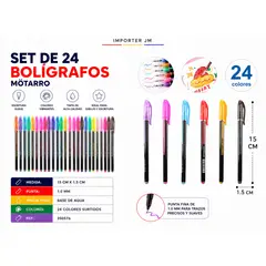 MOTARRO - 24 pcs Lápices de Colores Tinta Gel 1.5*15 cm Tinta Gel Glitter Flúor
