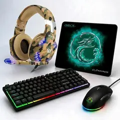 IMICE - Kit Gamer 4 En 1 Gk-470 Teclado Mouse Audífonos Y Pad