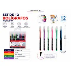 MOTARRO - Marcadores De 12 pcs Multicolor Pastel 1.5*15 cm Trazo 1mm