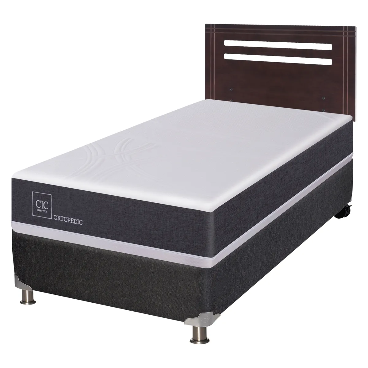 CIC - Box Spring Ortopedic B5 Black 1 Plaza Respaldo Munichich Cic