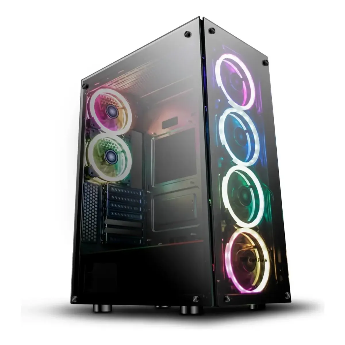 PHANTOM - Gabinete Gamer Darkflash Phantom 6 Ventiladores Rgb Incluido Color Negro
