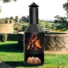 CITYSHOP - BRASERO CHIMENEA OREGON PARA CARBÓN O LEÑA 45 × 134 CM