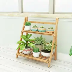 OEM - Estante de bambú soporte para maceteros y plantas multiuso de 2 niveles 62cm de largo