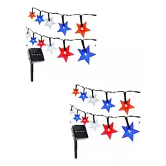 GENERICO - Pack 2 Luces Guirnalda Solar 10m Estrellas Navidad Fiestas Patrias