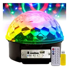 IRM - Esfera Magica LED Giratoria Luces de Fiesta Parlante Bluetooth Control Remoto Cumpleanos Karaoke