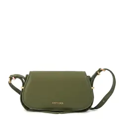 AMPHORA - Cartera bandolera fanny pequeña verde oliva