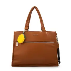 AMPHORA - Cartera tote porta notebook lima café