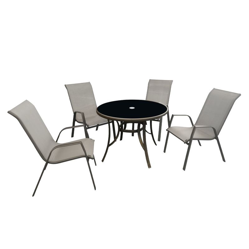 NOVAHUS - Juego de Comedor con Mesa Redonda 55x73x94cm Gris