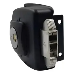 GENERICO - Chapa Cerradura Sobreponer Porton Puerta Reja Anti Palanca Color Negro