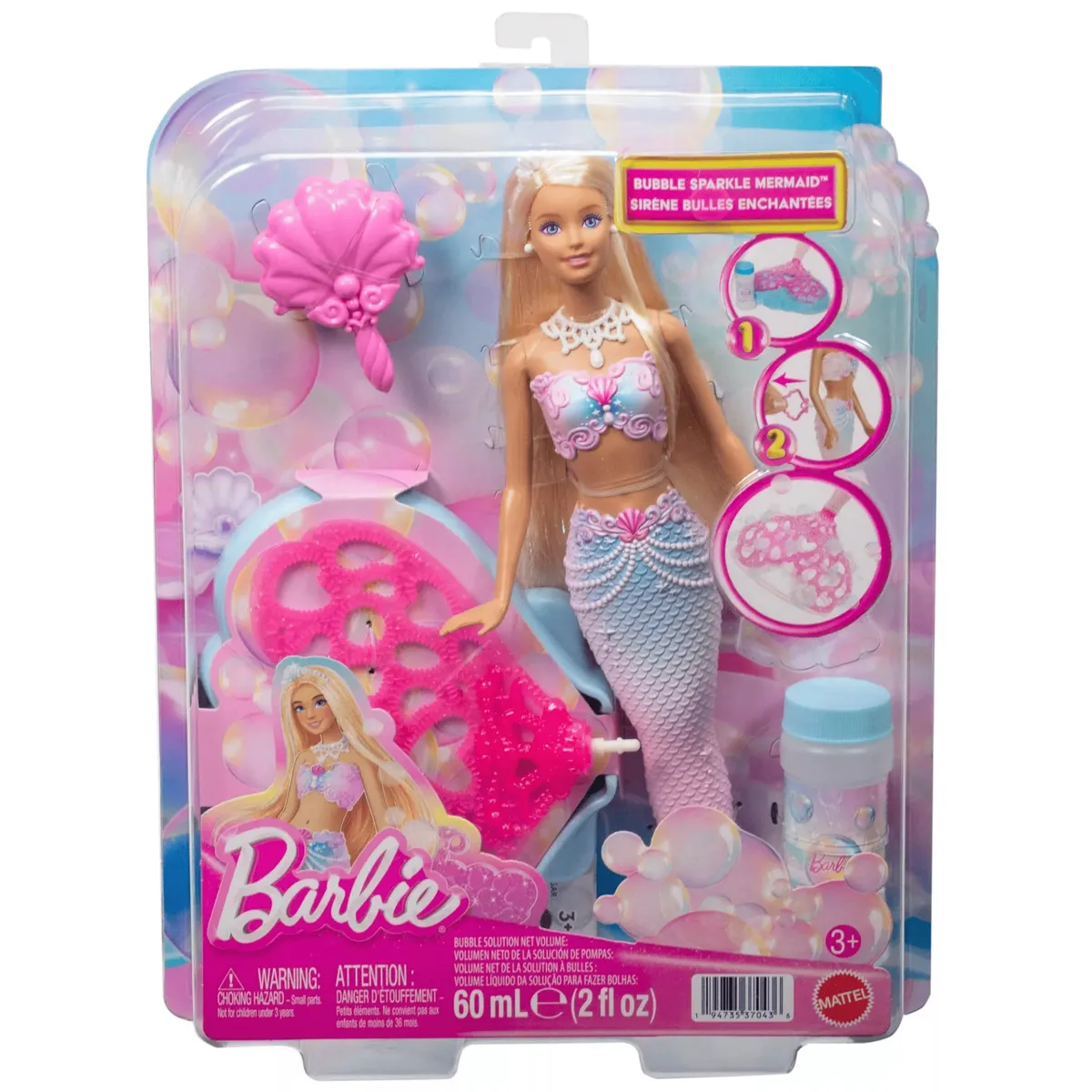 BARBIE - Barbie Muñeca Sirena Con Burbujas