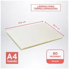 GENERICO - Láminas para Termolaminado A4 80 Micras Pack 100 Unidades