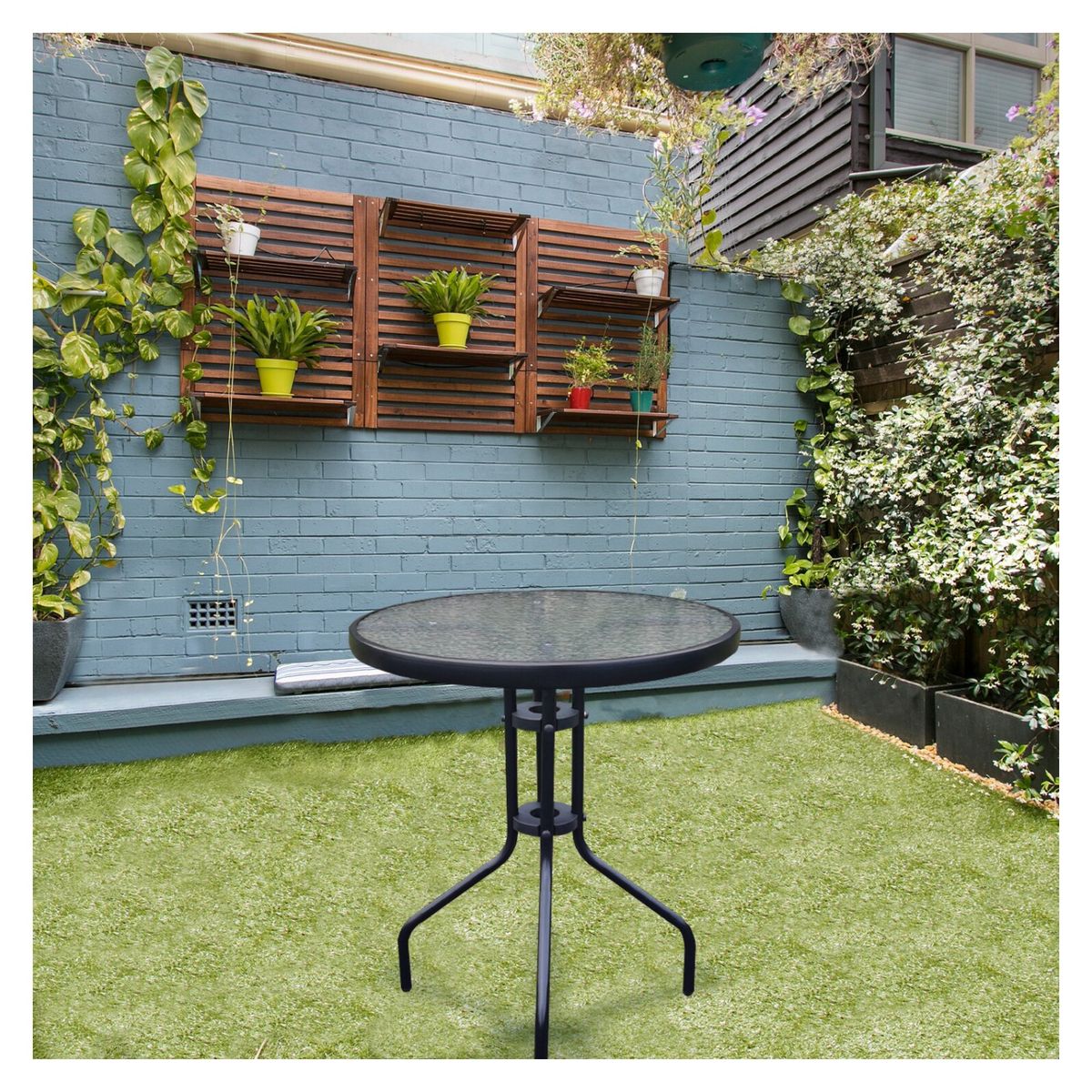 NOVAHUS - Mesa De Terraza De Vidrio 70X60Cm Negro