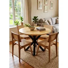 NSCOMPANY - Mesa comedor redonda Eclipse de 100 cm – Madera de pino