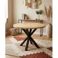 NSCOMPANY - Mesa comedor redonda Eclipse de 120 cm – Madera de pino