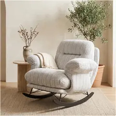 HOMER DESIGN - Sillón Mecedor Reclinable Amélie Chenilla Con Respaldo Alto
